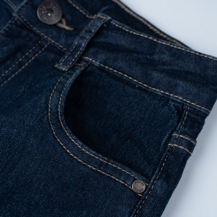 Poney Boys Medium Blue Regular Fit with Brush Wash Details Jeans