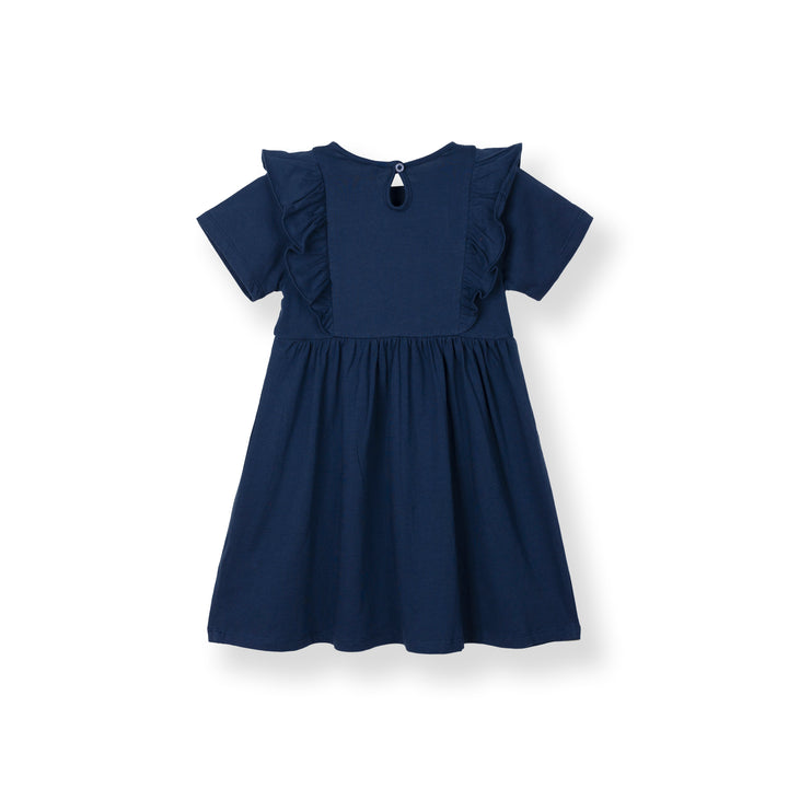 Poney Girls Navy Glittery Poney Logo Short Sleeve Dress