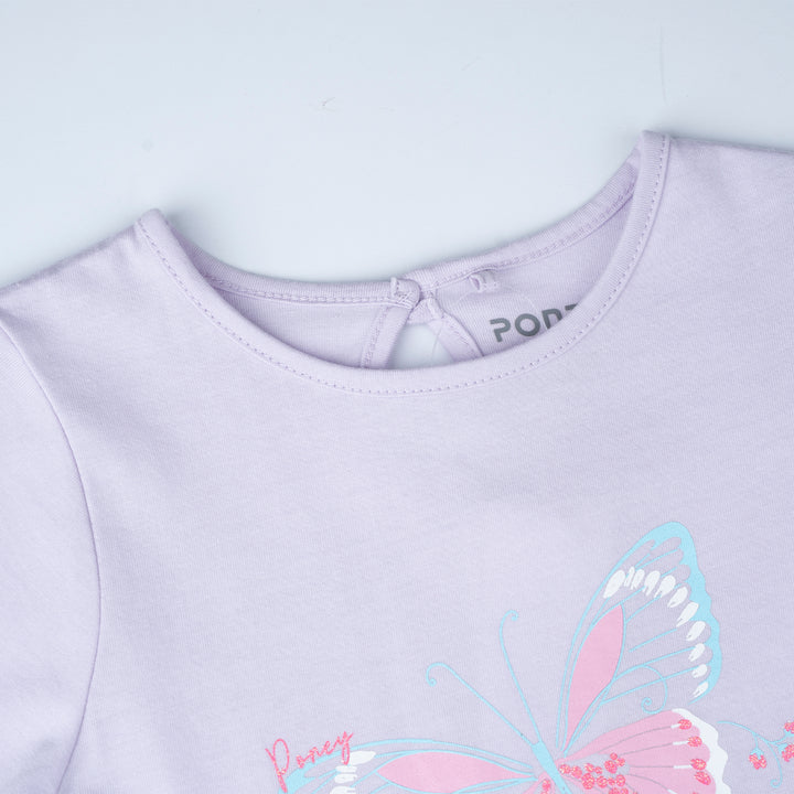 Poney Girls Purple Butterfly Dreams Short Sleeve Dress