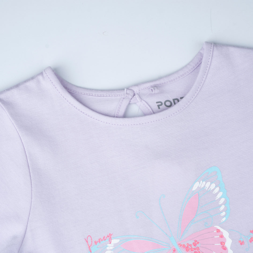 Poney Girls Baby Purple Butterfly Dreams Short Sleeve Dress