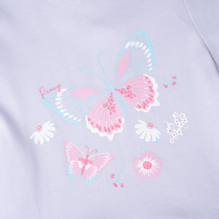 Poney Girls Baby Purple Butterfly Dreams Short Sleeve Dress
