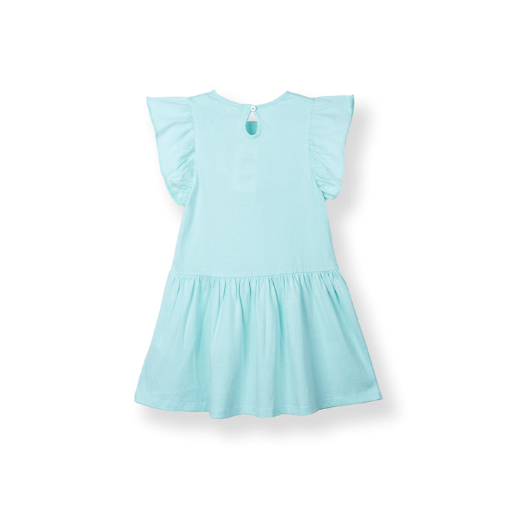 Poney Girls Baby Turquoise Minty Unicorn Short Sleeve Dress