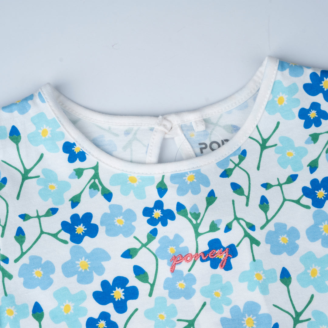 Poney Girls Baby Blue Breezy Blossom Short Sleeve Dress
