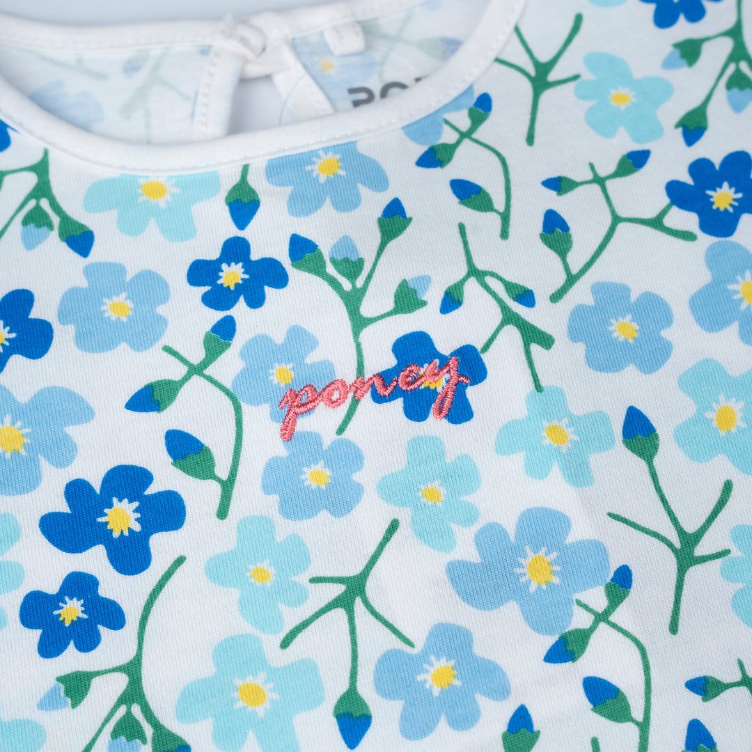 Poney Girls Baby Blue Breezy Blossom Short Sleeve Dress