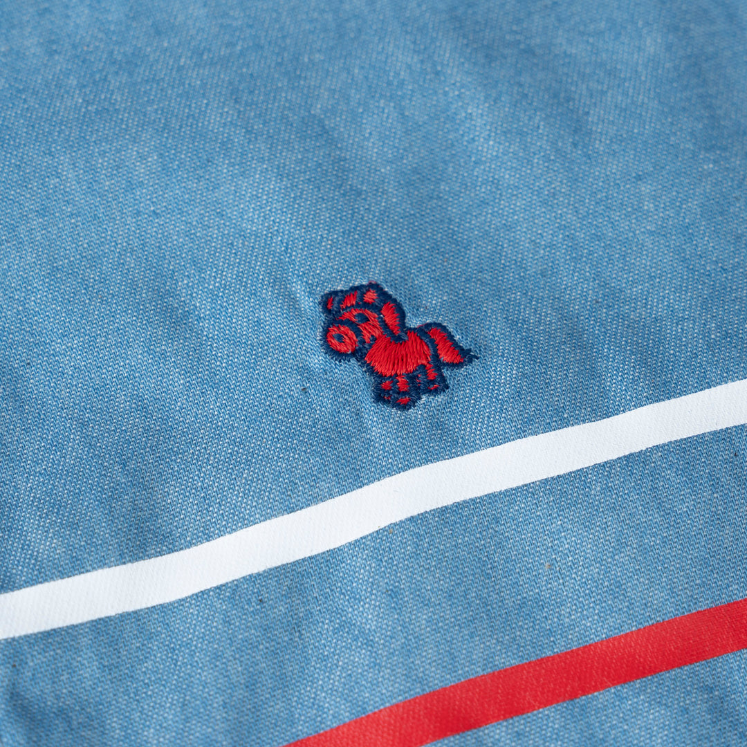 Denim Crest Stripe Loose Fit Short Sleeve Shirt