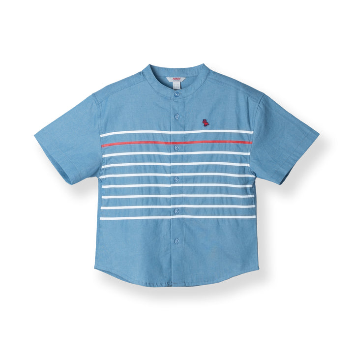 Denim Crest Stripe Loose Fit Short Sleeve Shirt