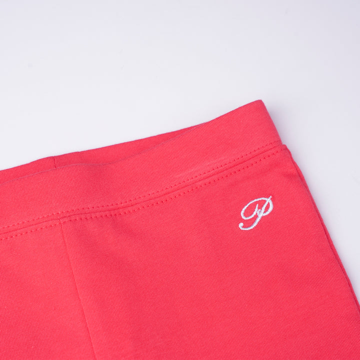 Poney Girls Red Geranium Poney Logo Legging