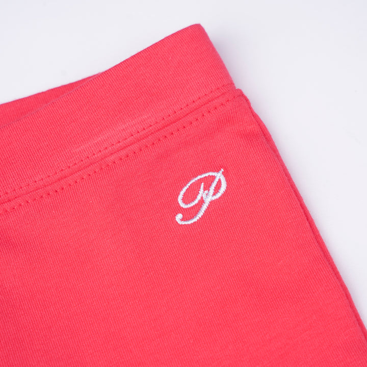 Poney Girls Red Geranium Poney Logo Legging