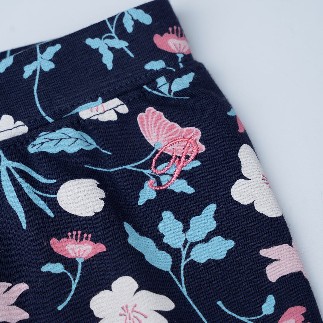 Poney Girls Baby Black Iris Allover Print Legging
