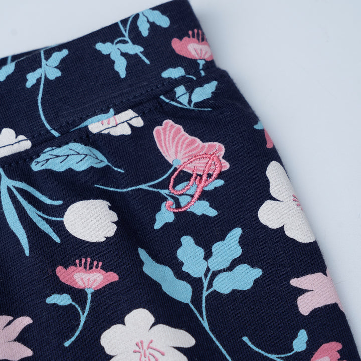 Poney Girls Baby Black Iris Allover Print Legging
