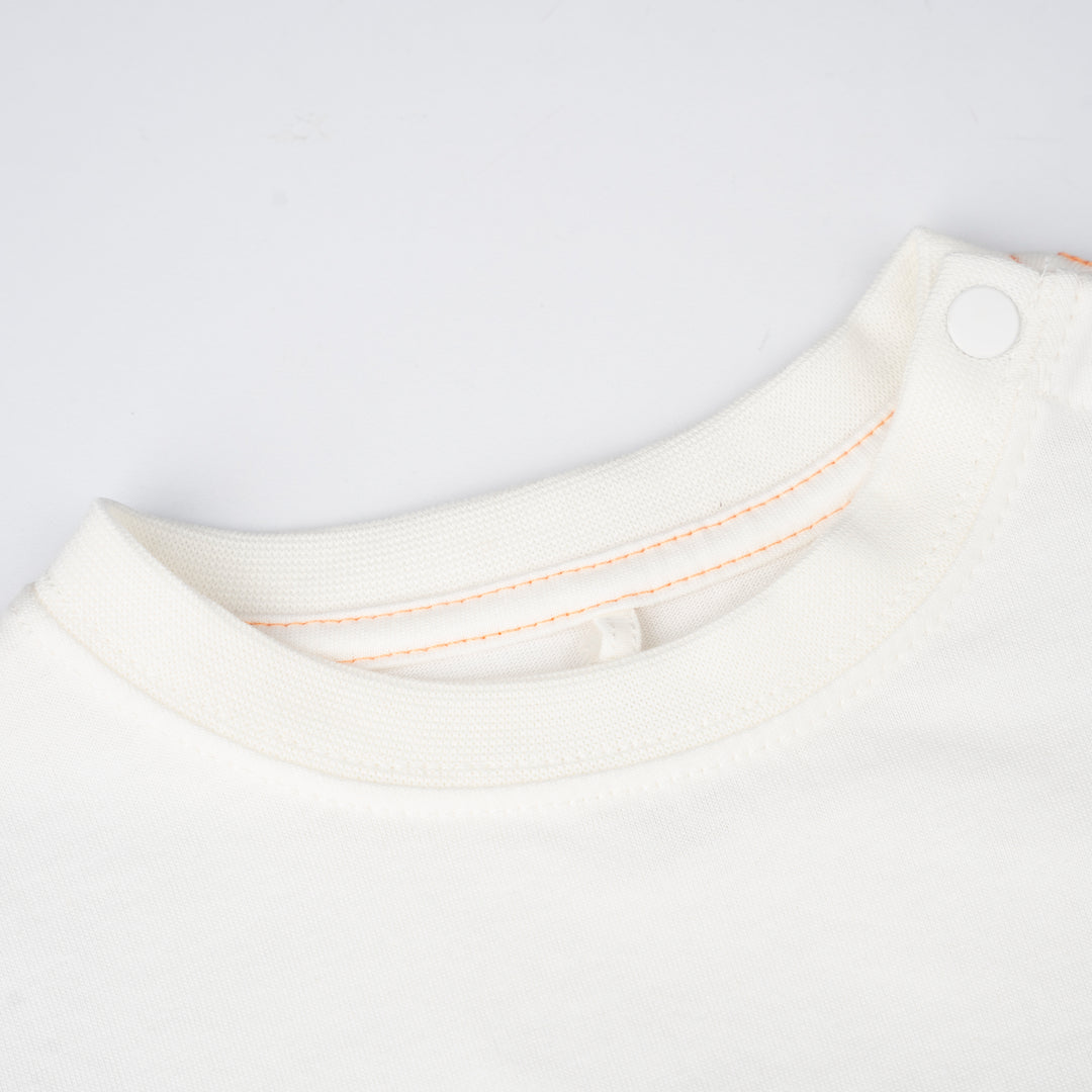 Baby White Print Logo Sleeve Tee