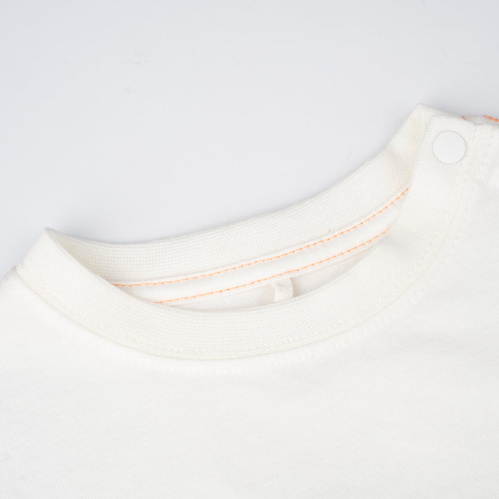 Baby White Print Logo Sleeve Tee