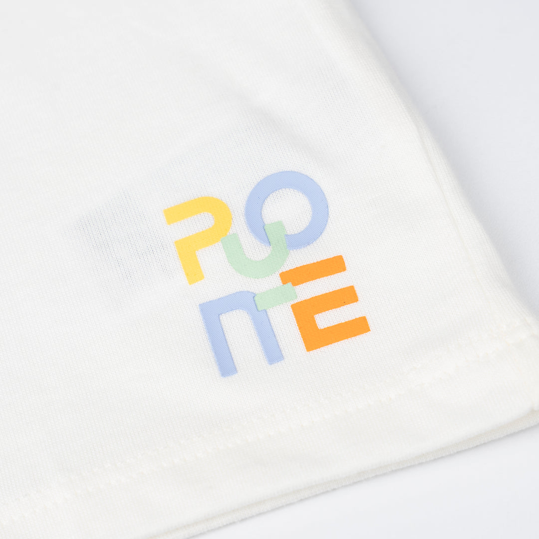 Baby White Print Logo Sleeve Tee