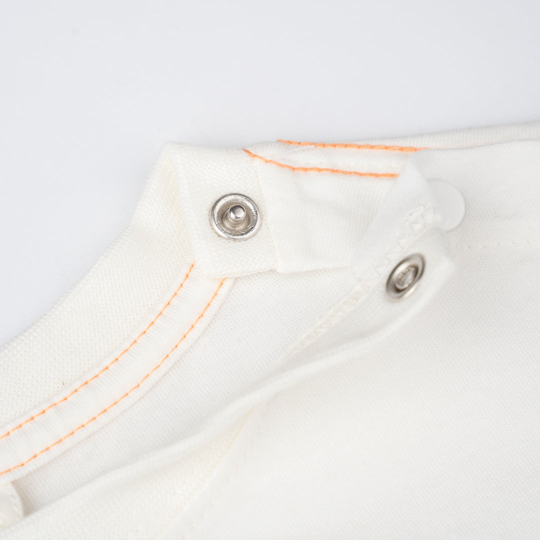 Baby White Print Logo Sleeve Tee