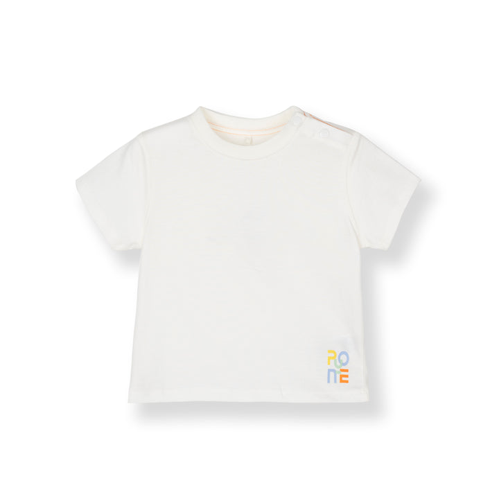Baby White Print Logo Sleeve Tee