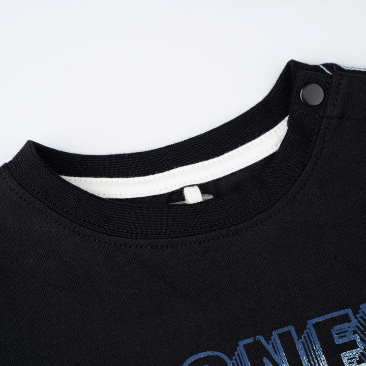 Baby Black Print Logo Sleeve Tee