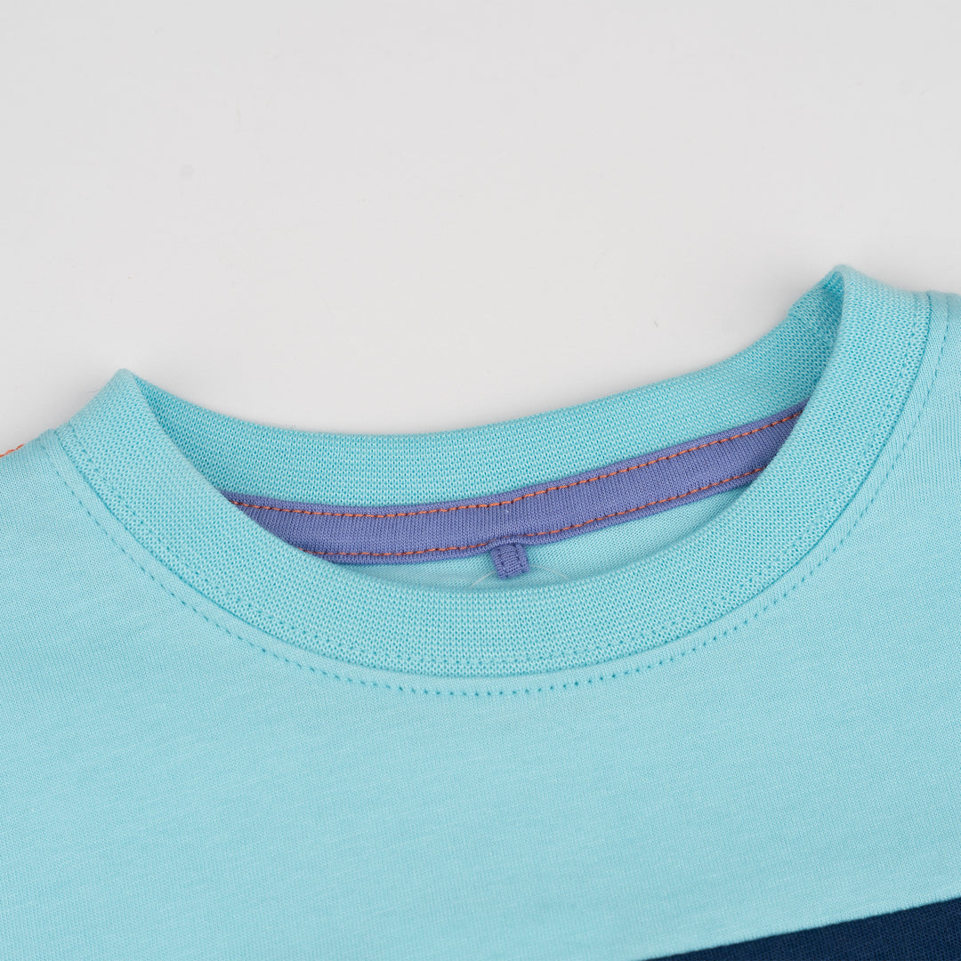 Turquoise Cut & Sew Short Sleeve Tee