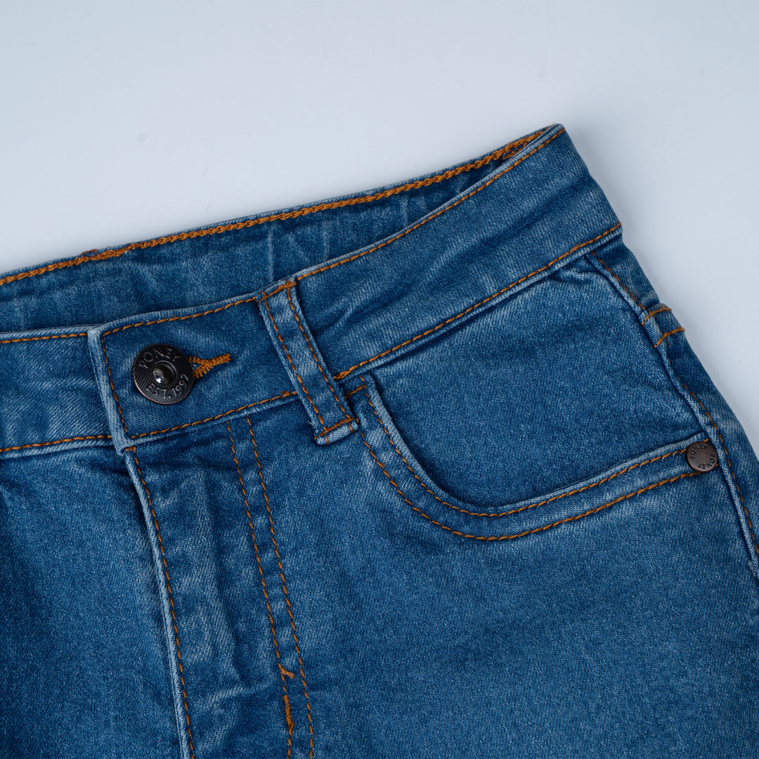 Poney Boys Navy Regular Fit with Brush Wash Details Jeans