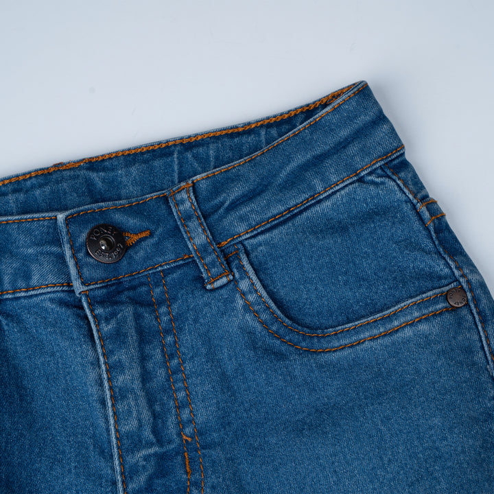 Poney Boys Navy Regular Fit with Brush Wash Details Jeans