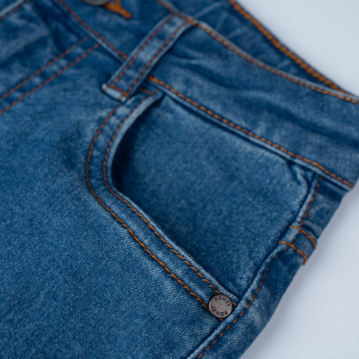 Poney Boys Navy Regular Fit with Brush Wash Details Jeans