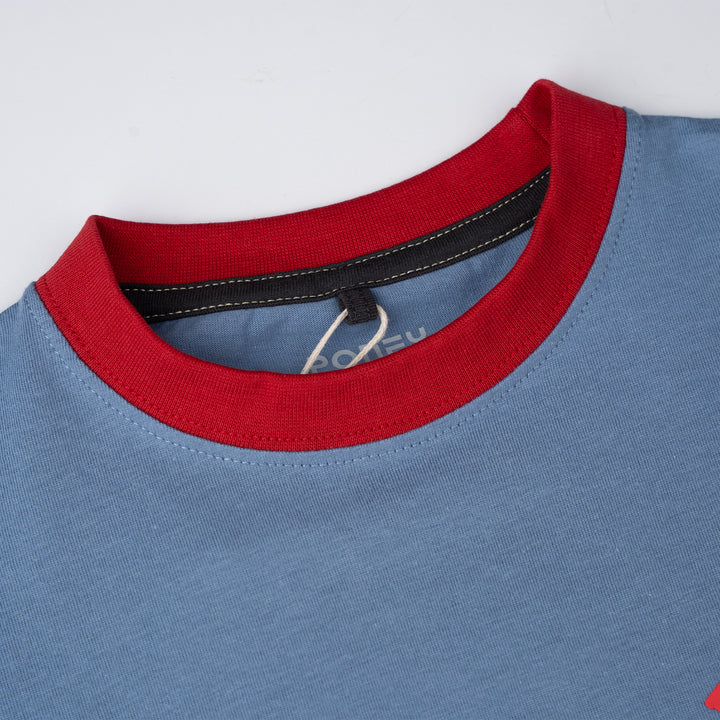 Poney Blue Unisex Kids Poney Iconic Logo Short Sleeve Tee - Colour Block