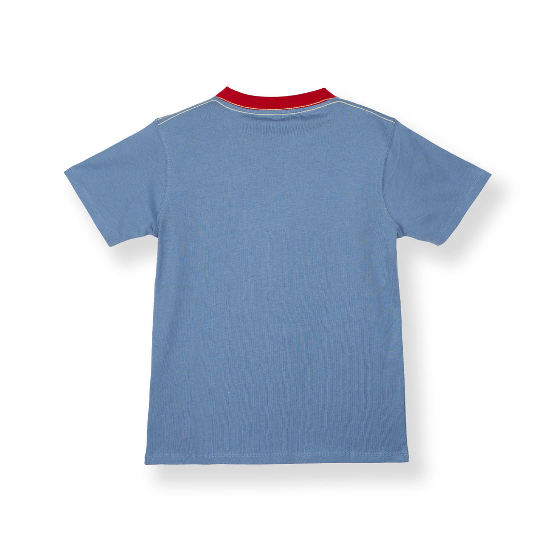 Poney Blue Unisex Kids Poney Iconic Logo Short Sleeve Tee - Colour Block