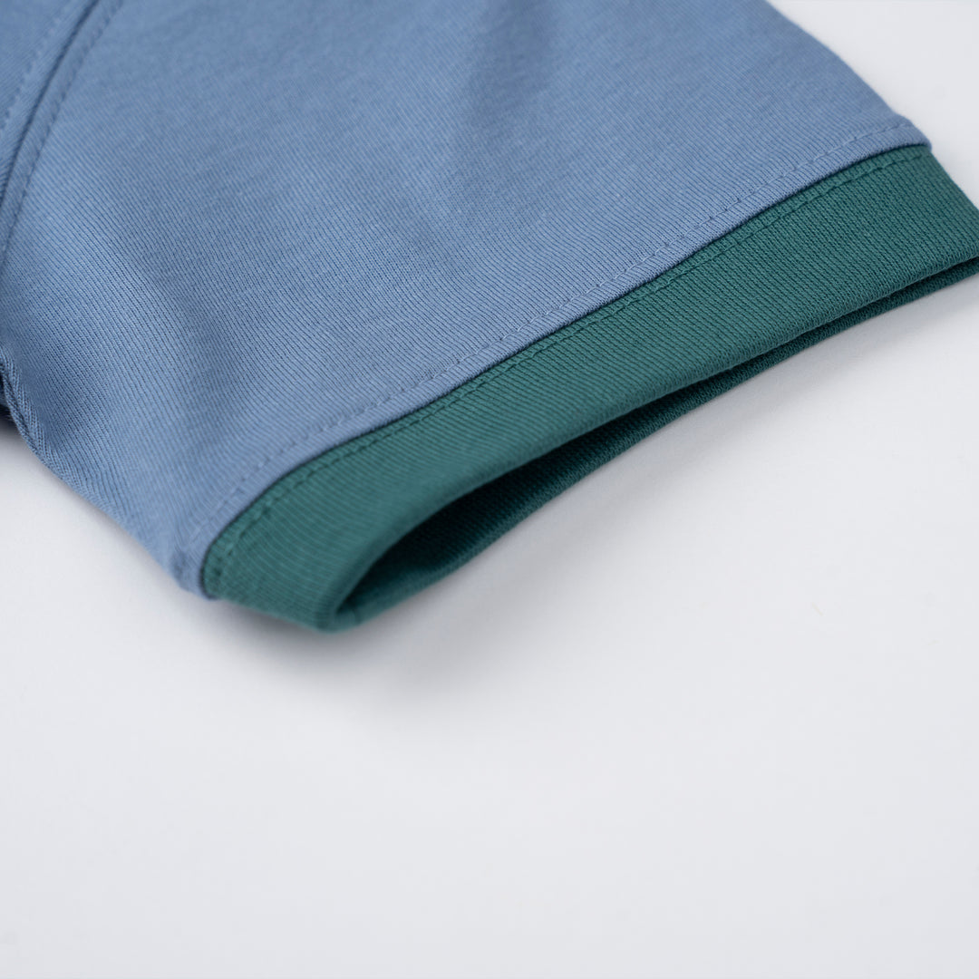 Poney Blue Unisex Kids Poney Mascot Logo Short Sleeve Tee - Colour Block