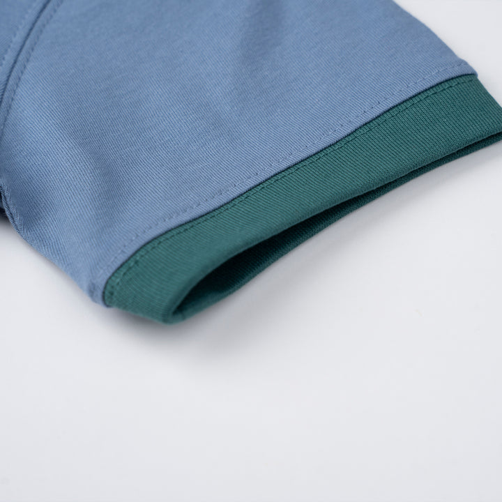 Poney Blue Unisex Kids Poney Mascot Logo Short Sleeve Tee - Colour Block