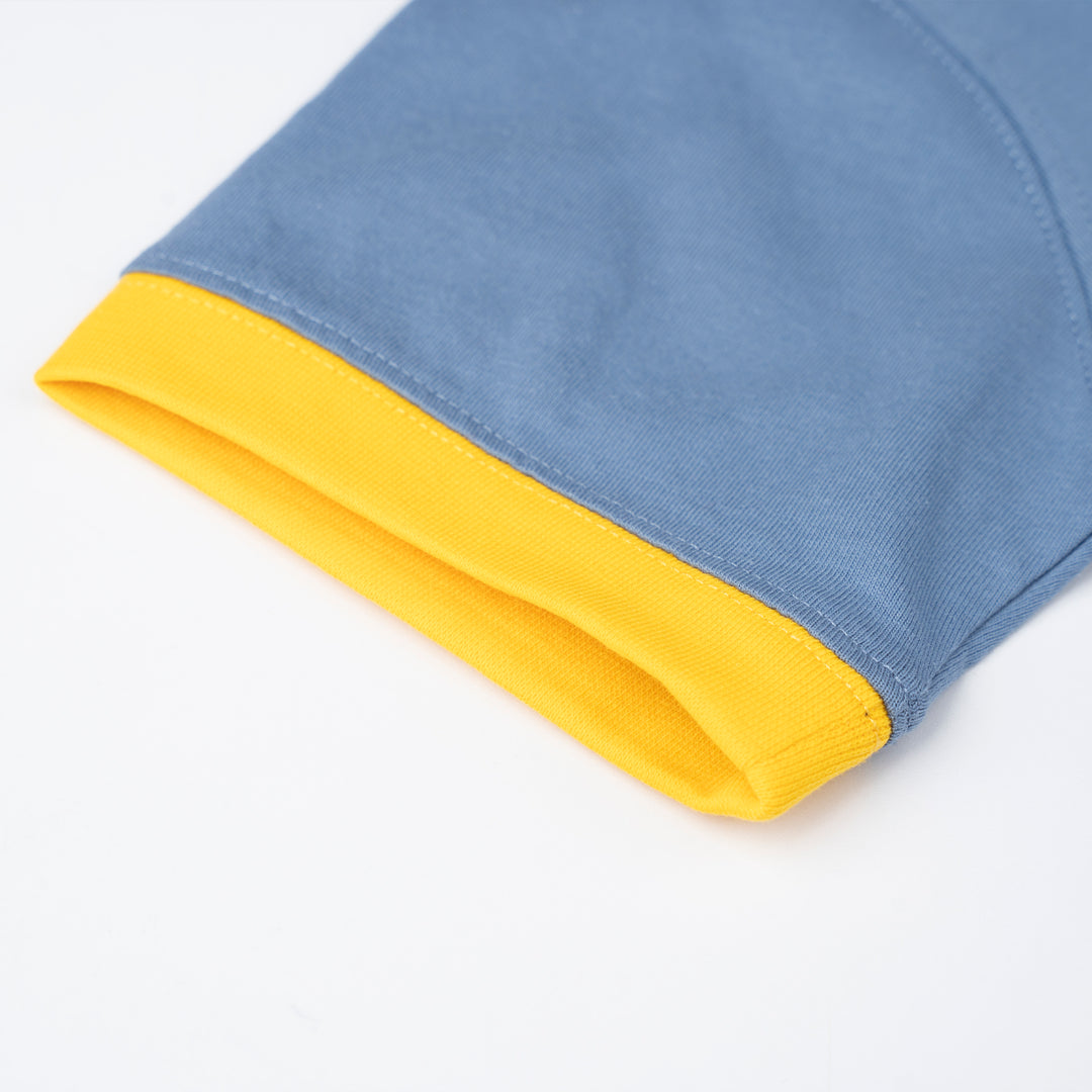 Poney Blue Unisex Kids Poney Mascot Logo Short Sleeve Tee - Colour Block