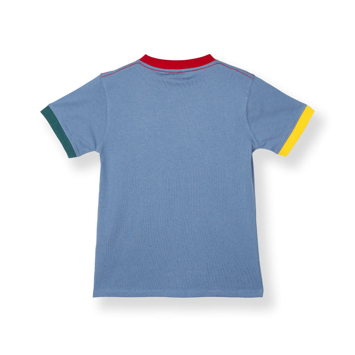 Poney Blue Unisex Kids Poney Mascot Logo Short Sleeve Tee - Colour Block
