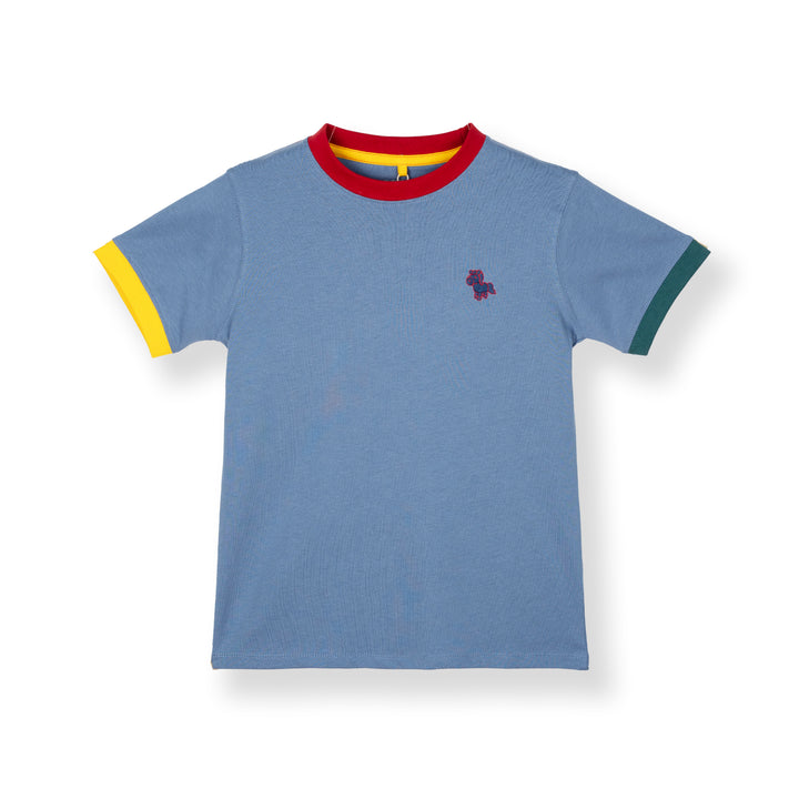 Poney Blue Unisex Kids Poney Mascot Logo Short Sleeve Tee - Colour Block
