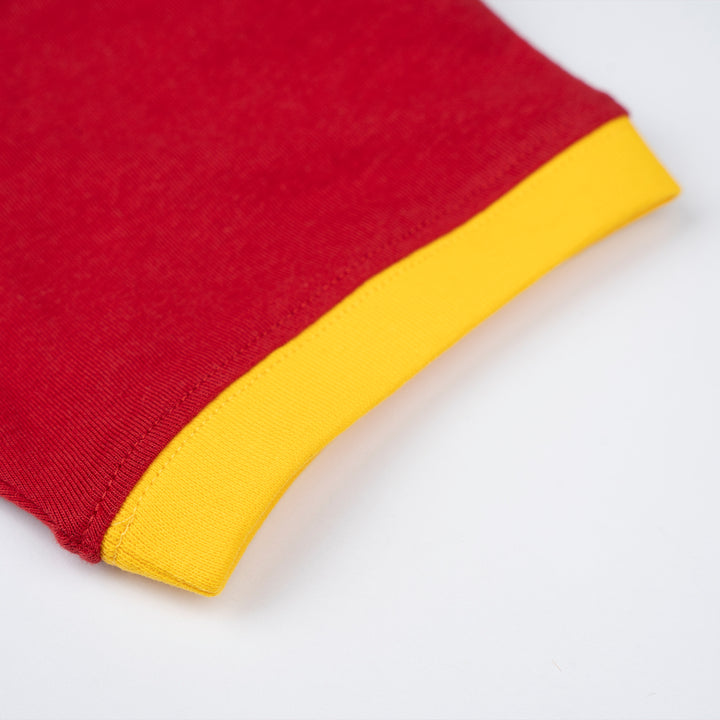 Poney Red Unisex Kids Poney Mascot Logo Short Sleeve Tee - Colour Block
