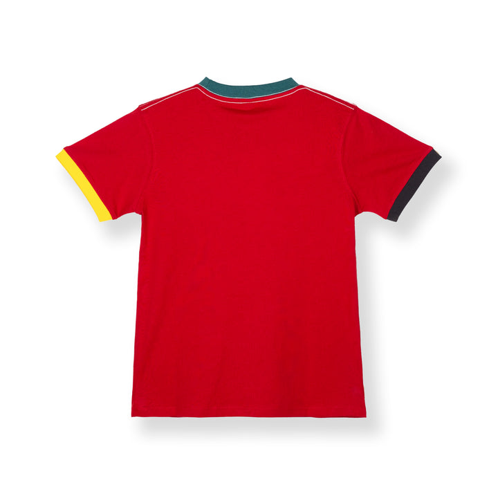 Poney Red Unisex Kids Poney Mascot Logo Short Sleeve Tee - Colour Block