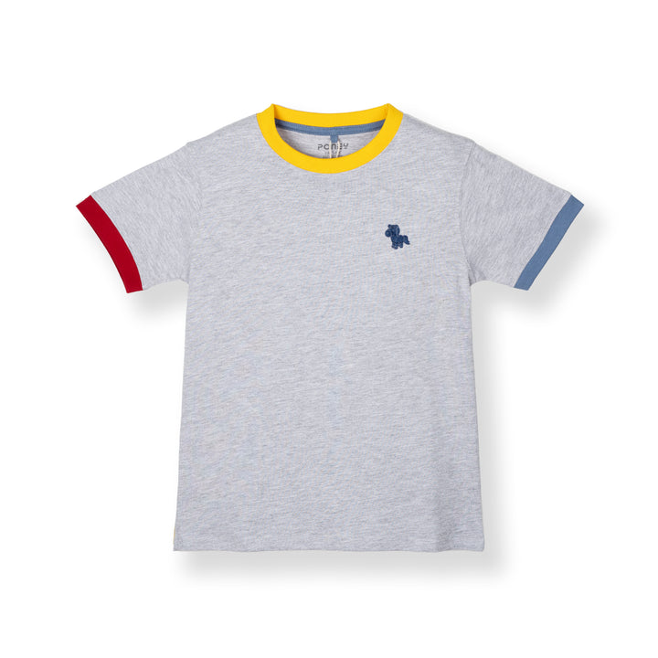 Poney Melange Unisex Kids Poney Mascot Logo Short Sleeve Tee - Colour Block