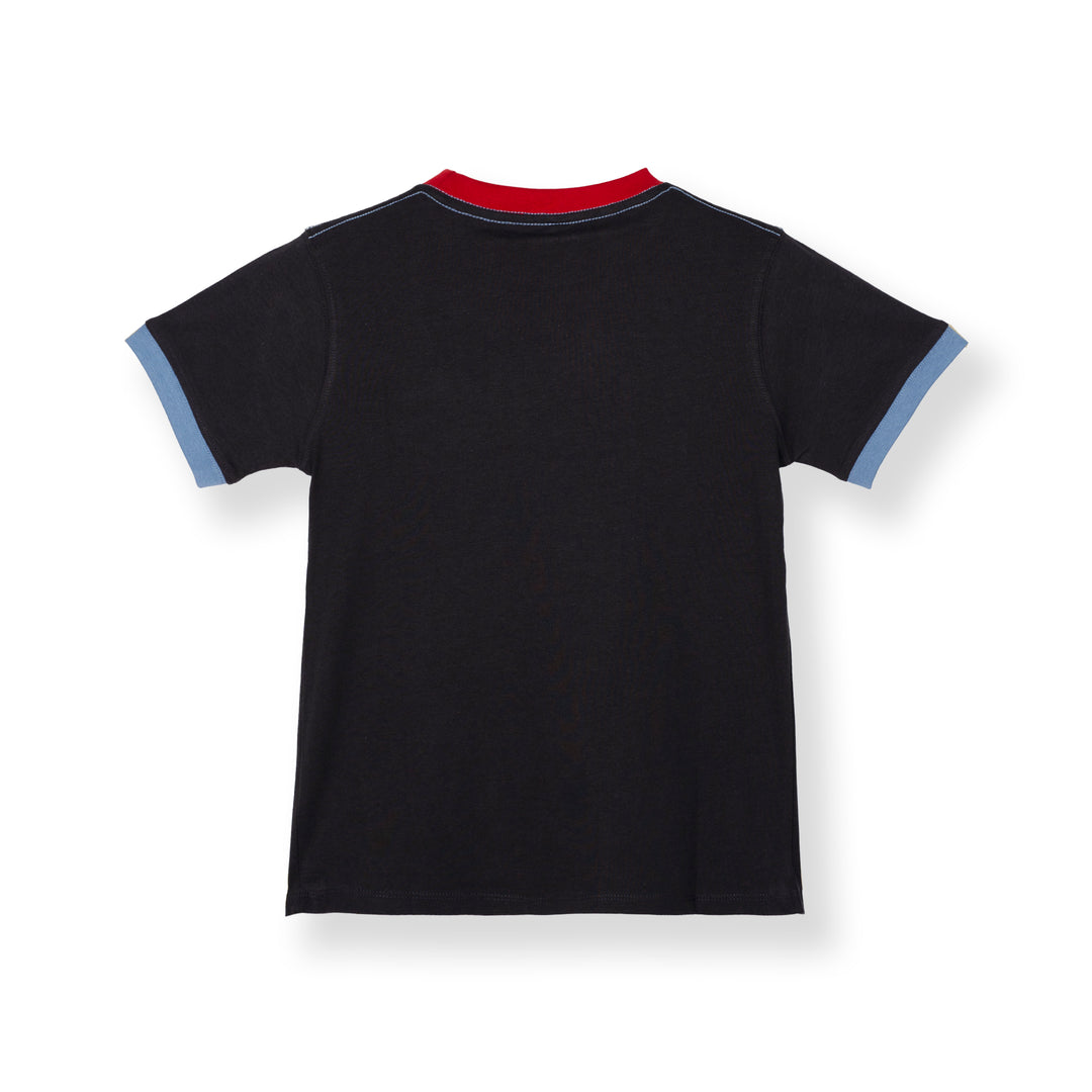 Poney Black Unisex Kids Poney Mascot Logo Short Sleeve Tee - Colour Block