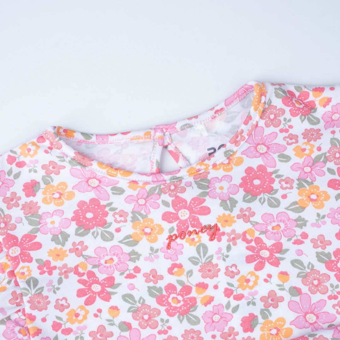 Poney Girls White Bloom Short Sleeve Dress