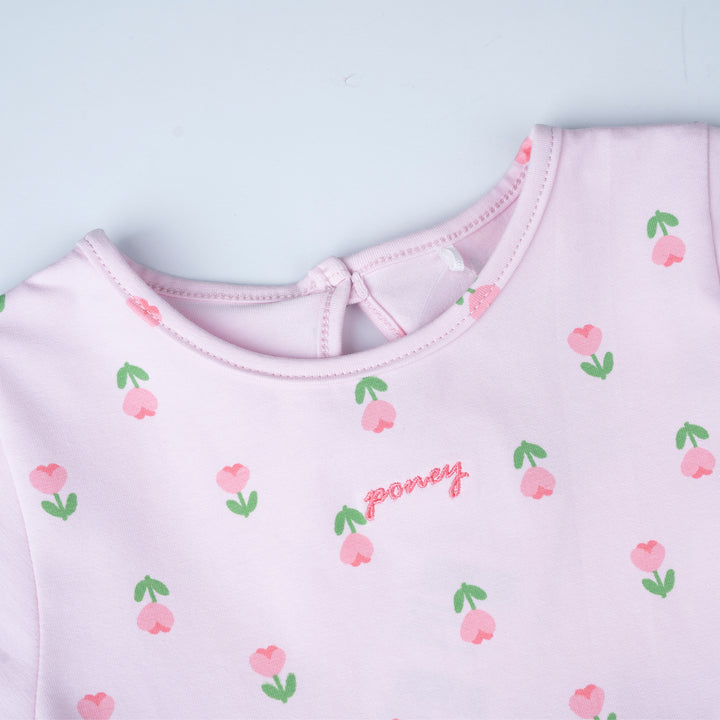 Poney Girls Pink Tulip Pop Tier Short Sleeve Dress