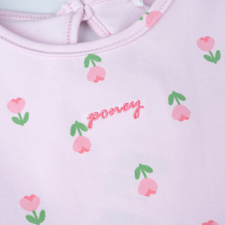 Poney Girls Pink Tulip Pop Tier Short Sleeve Dress