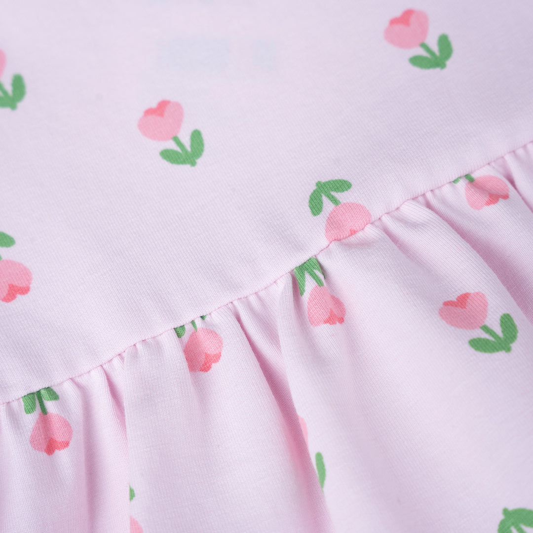 Poney Girls Pink Tulip Pop Tier Short Sleeve Dress