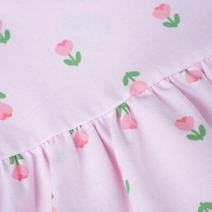 Poney Girls Pink Tulip Pop Tier Short Sleeve Dress