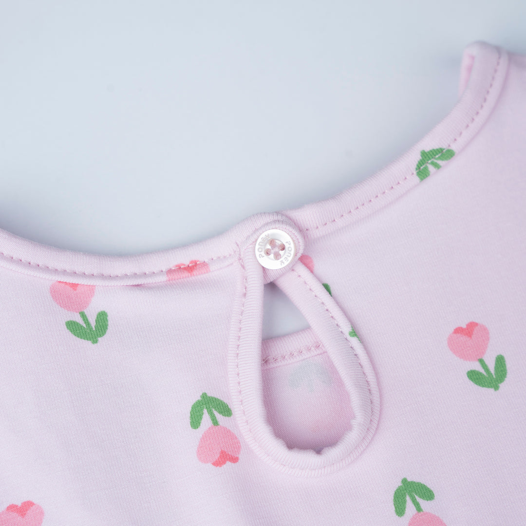 Poney Girls Pink Tulip Pop Tier Short Sleeve Dress