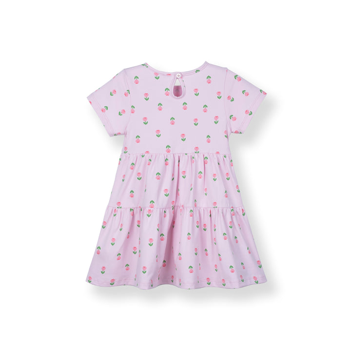 Poney Girls Pink Tulip Pop Tier Short Sleeve Dress