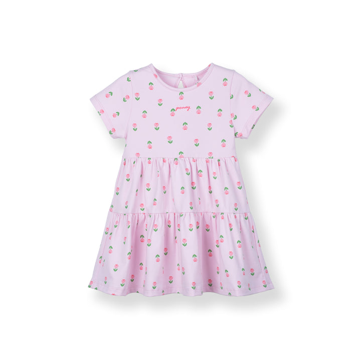 Poney Girls Pink Tulip Pop Tier Short Sleeve Dress