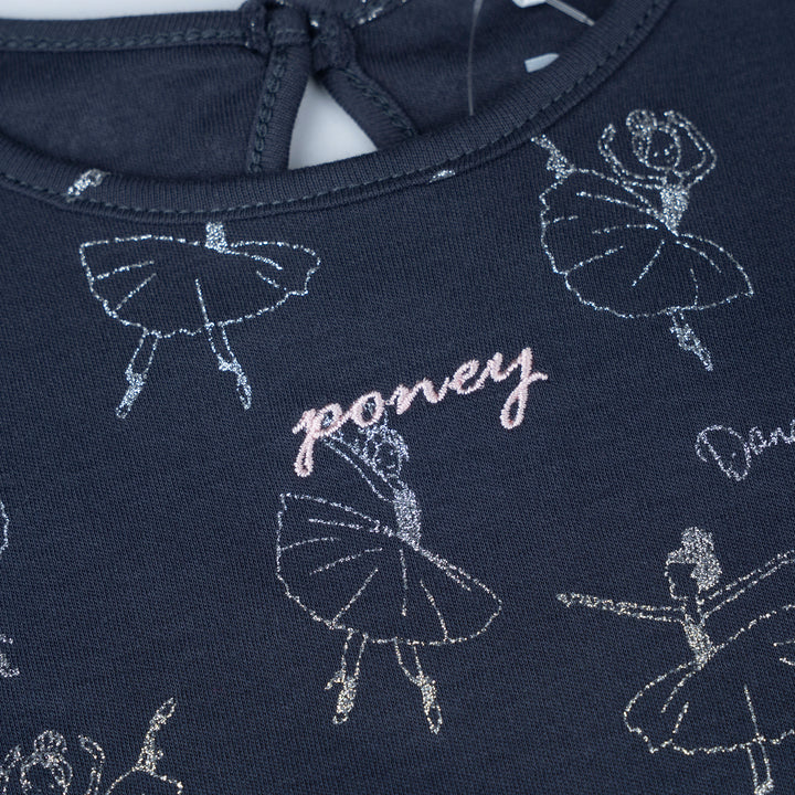 Poney Girls Dark Grey Midnight Ballerina Long Sleeve Dress