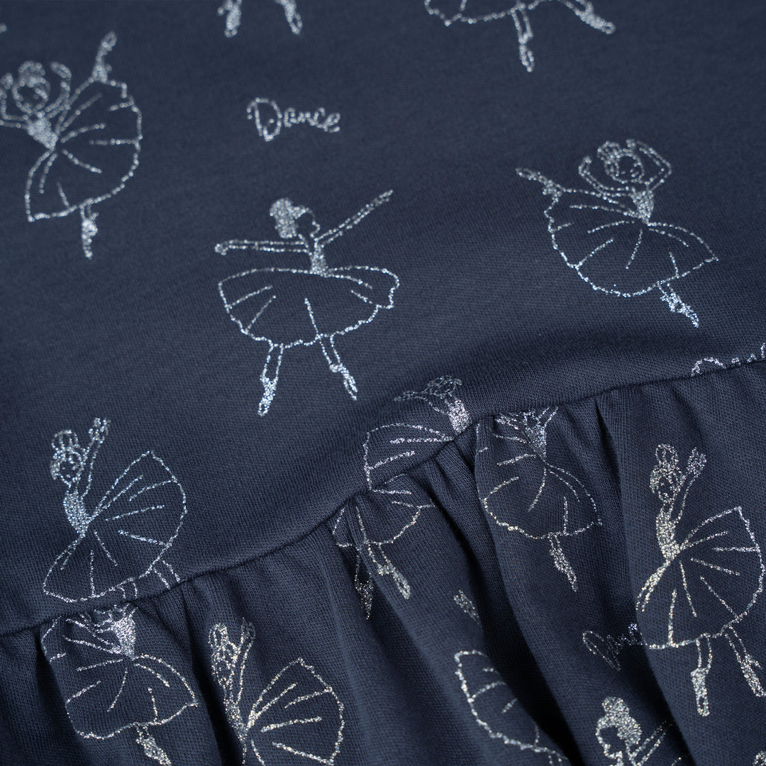 Poney Girls Dark Grey Midnight Ballerina Long Sleeve Dress
