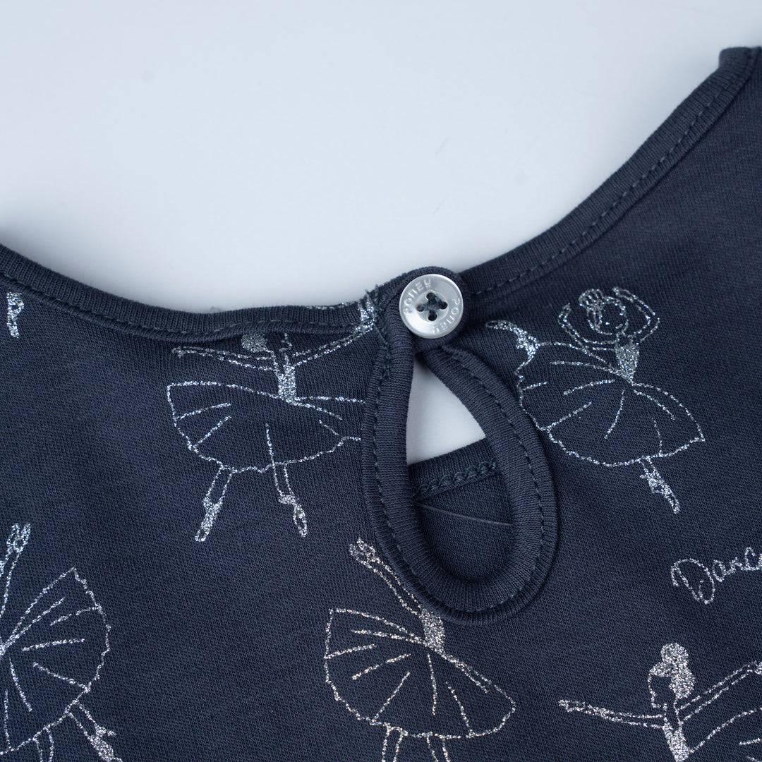 Poney Girls Dark Grey Midnight Ballerina Long Sleeve Dress