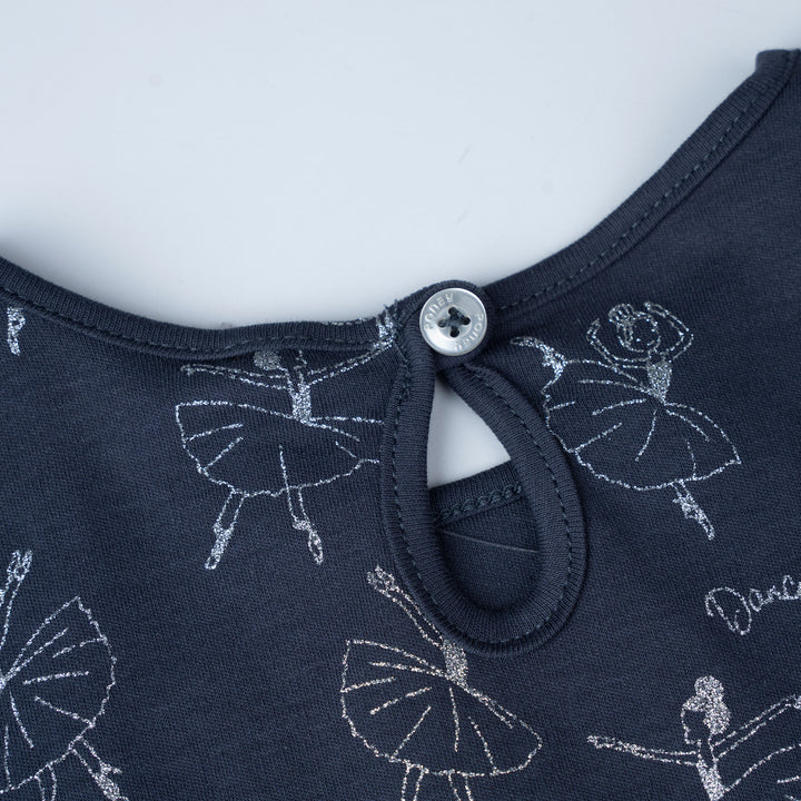 Poney Girls Dark Grey Midnight Ballerina Long Sleeve Dress