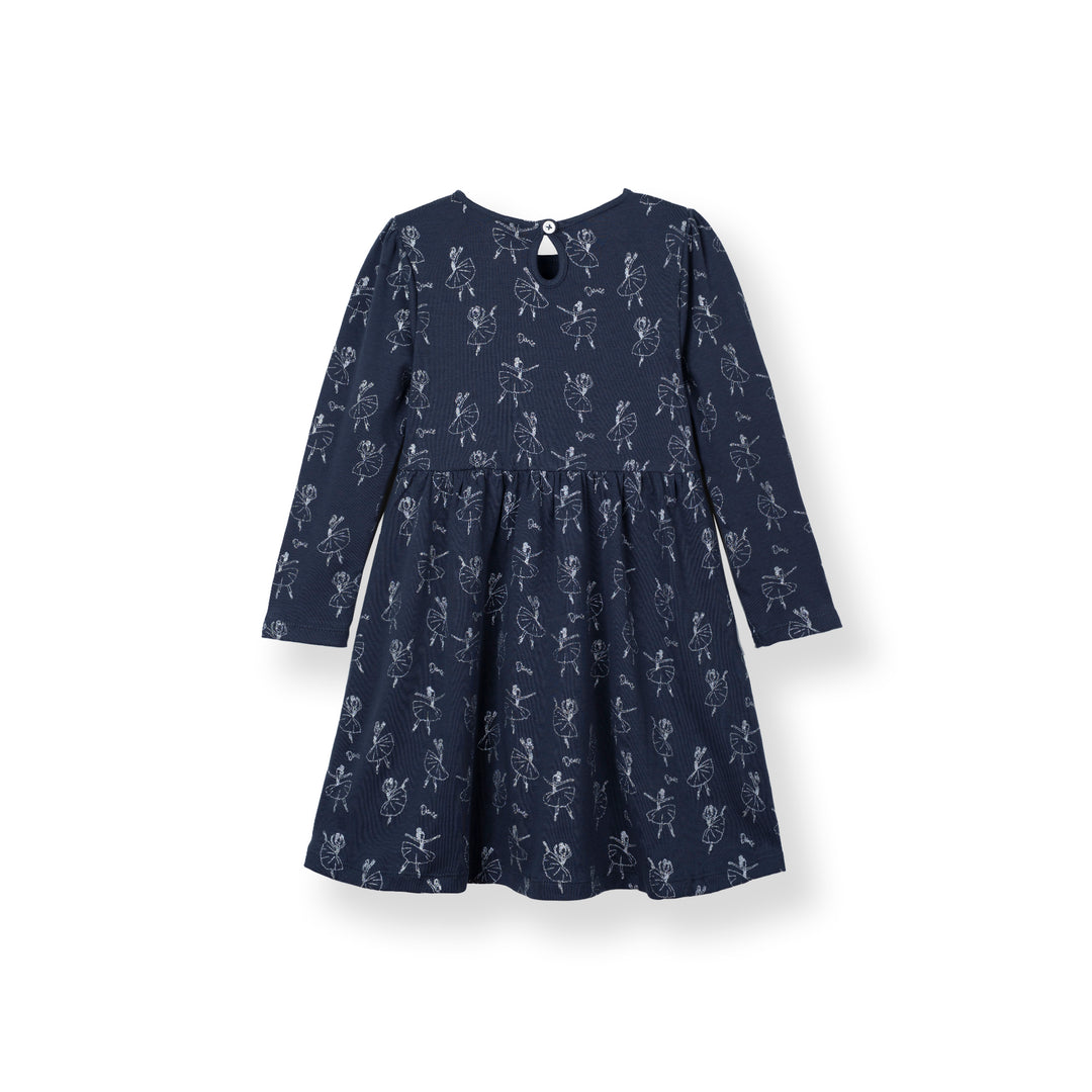 Poney Girls Dark Grey Midnight Ballerina Long Sleeve Dress