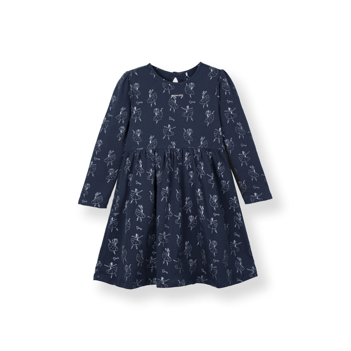 Poney Girls Dark Grey Midnight Ballerina Long Sleeve Dress