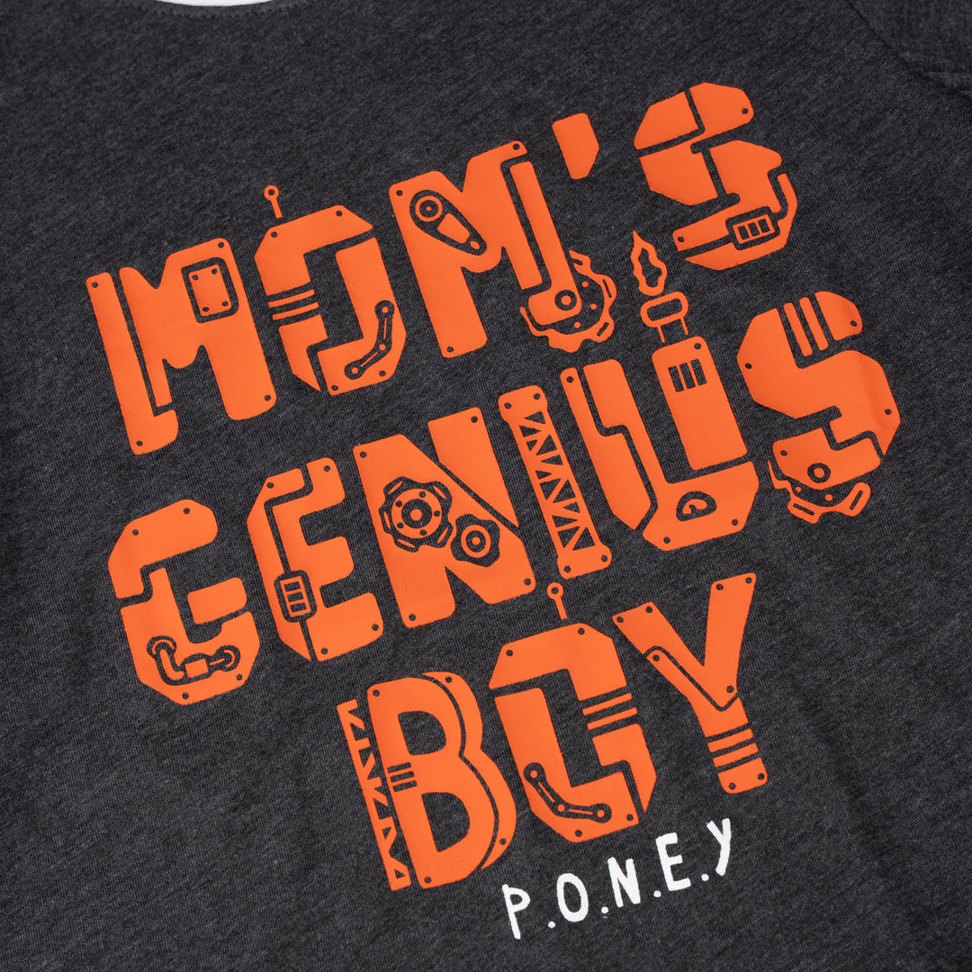 Poney Boys Dk.Grey Ribbed Crew Neck Colorful Graphic Print - Mom's Genius Boy Short Sleeve Tee